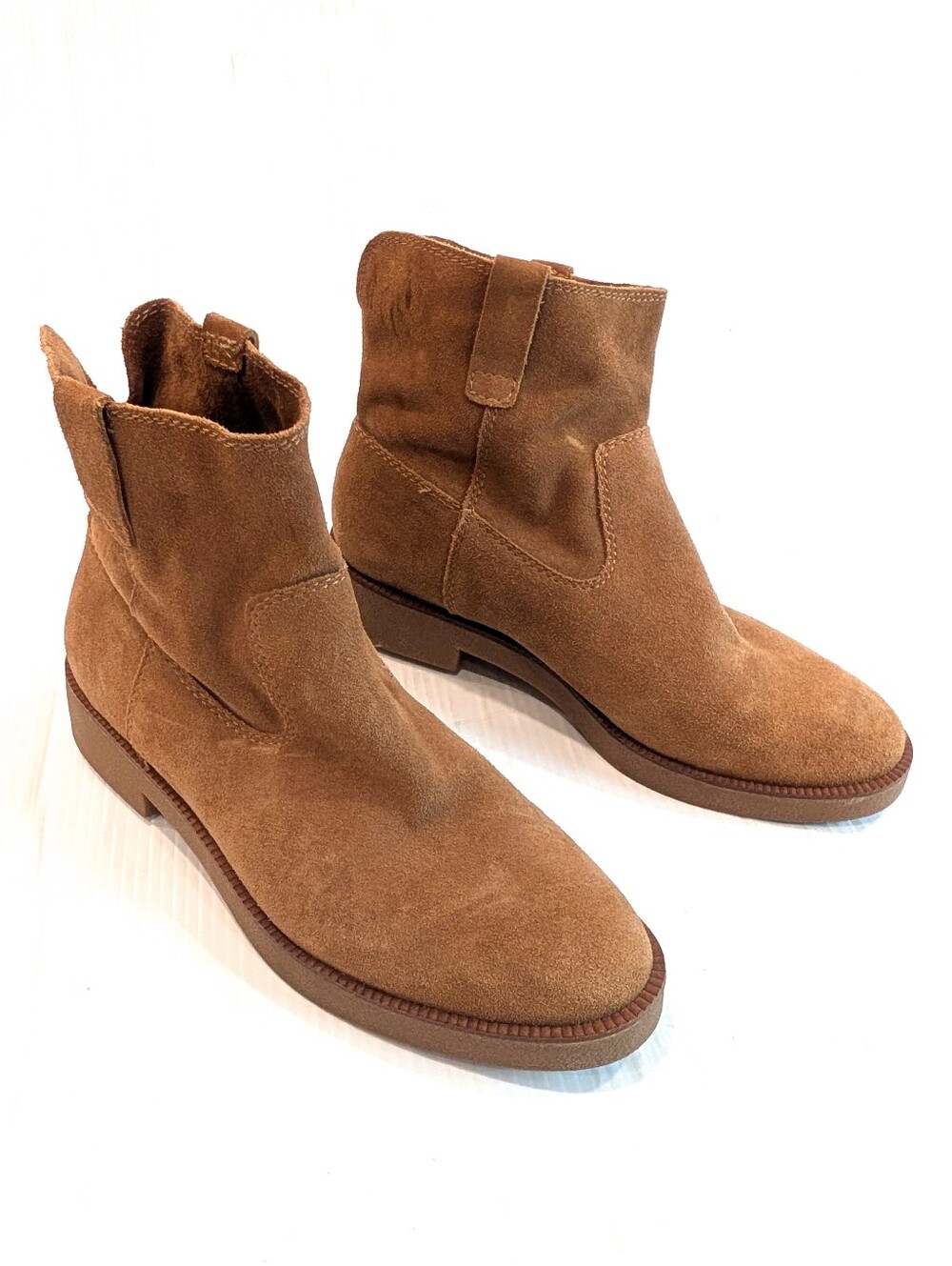 LUCKY BRAND Rhett Women's Suede Pull-on Ankle Booties in Chestnut Brown Size 9